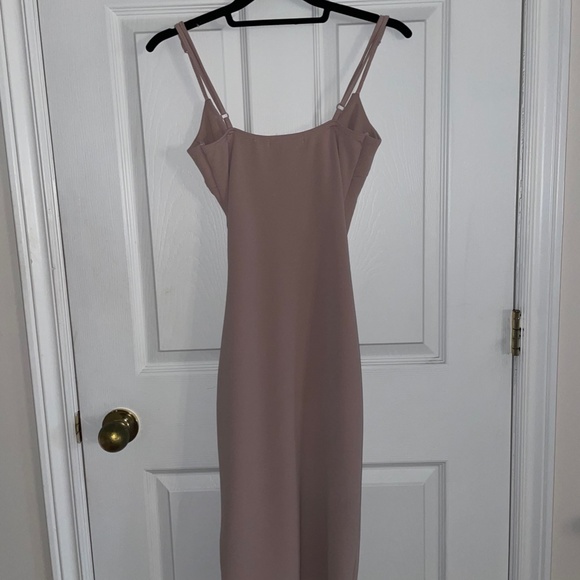 Nude Asymmetrical Body Con Dress - Picture 3 of 4